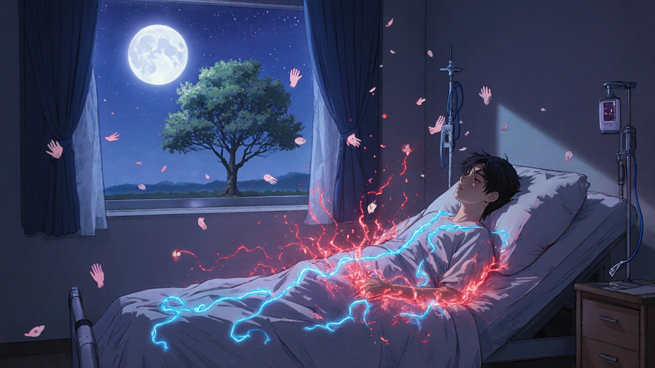 Patient receiving bioluminescent secukinumab treatment, IL-17 energy neutralized by silver tendrils.