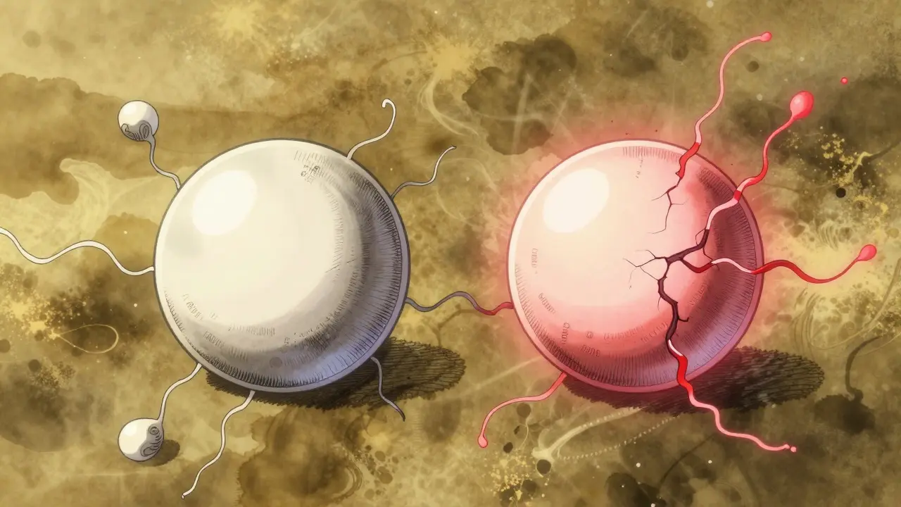 Two pills float side by side, surrounded by intricate ink tendrils representing hidden ingredients.